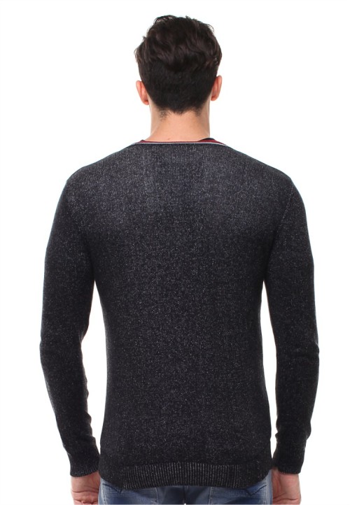  Sweater  Pria Kancing Warna  Kerah Vneck Abu 